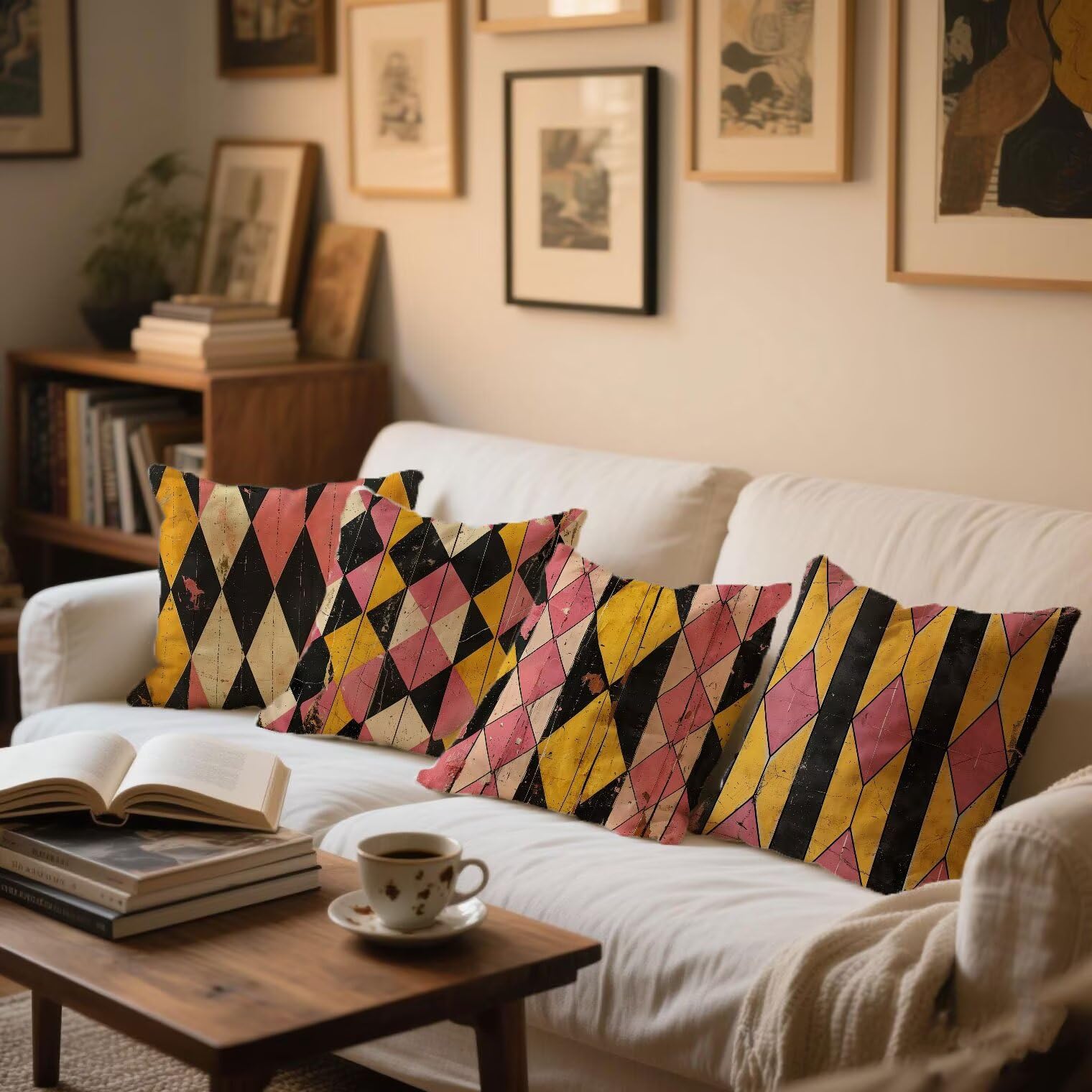 Cojines Exterior Impermeable Verano Funda Cojin 60x60 cm Retro de Lino Funda Almohada Tartán Cojines Sofa Oculta Cremallera Fundas para Sofá Silla Dormitorio Decoración Oficina Sof Juego de 4 qq324