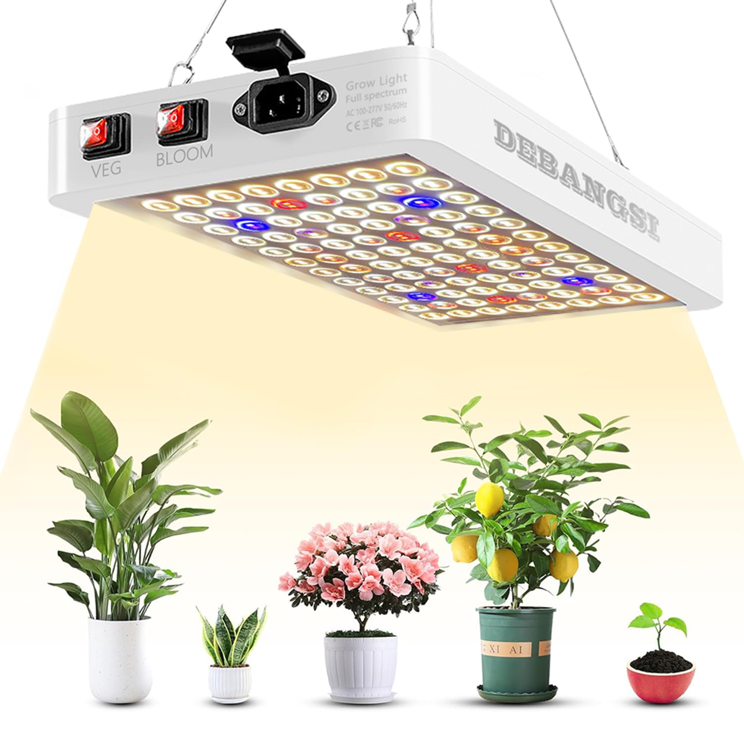 41W Full Spectrum LED Grow Light Pflanzenlampe mit Doppelschalter Veg/Bloom, 4566LM Double Chips LED Grow Lampe mit UV IR, für Gewächshaus und Indoor-Pflanzen, Gemüse und Blumen wach