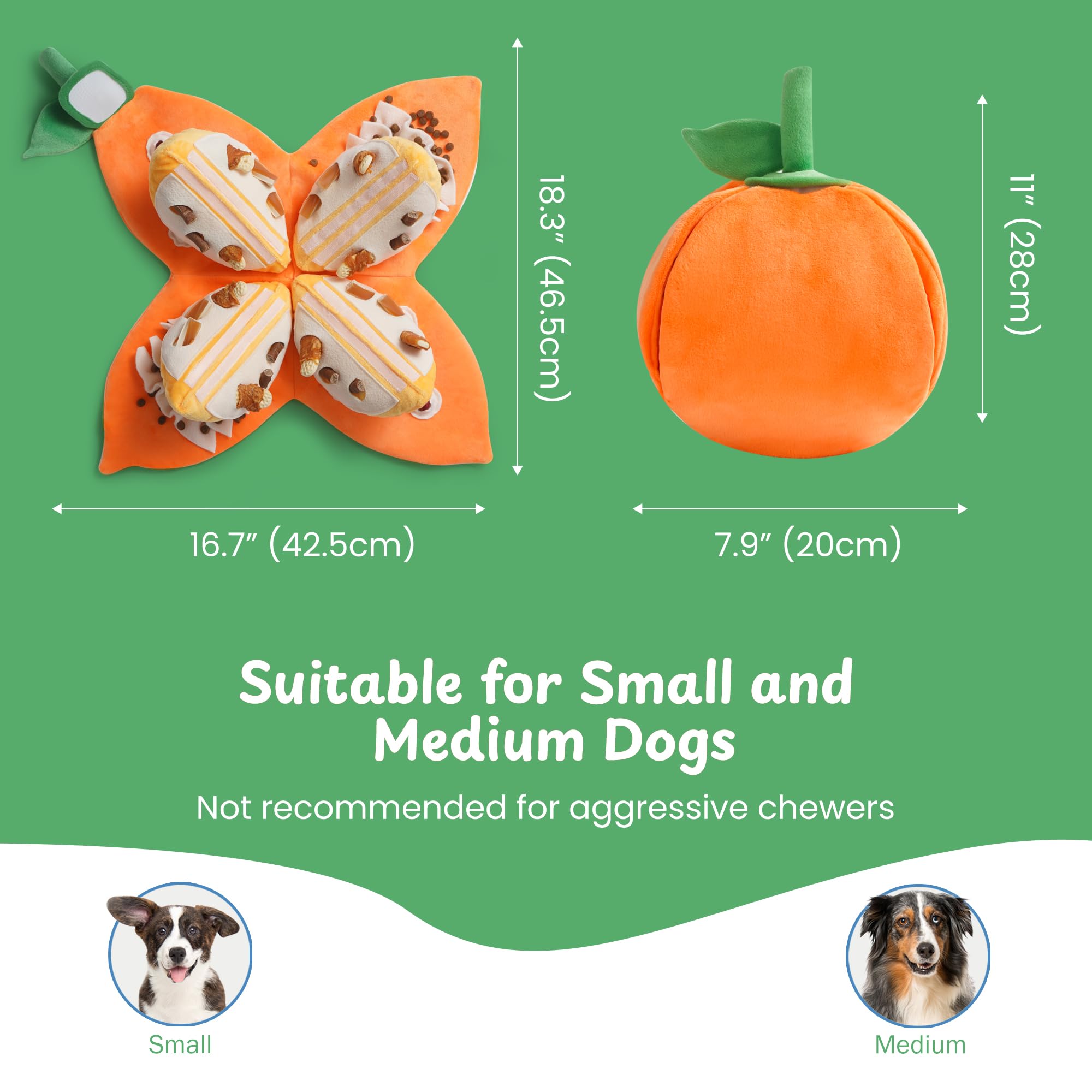 Nocciola Juguete chirriante Interactivo para Perros, 5 en 1, Tema Naranja, Juguete de Peluche de Inteligencia con Rompecabezas para Mantener a los Perros ocupados, Hide and Seek para Perros pequeños