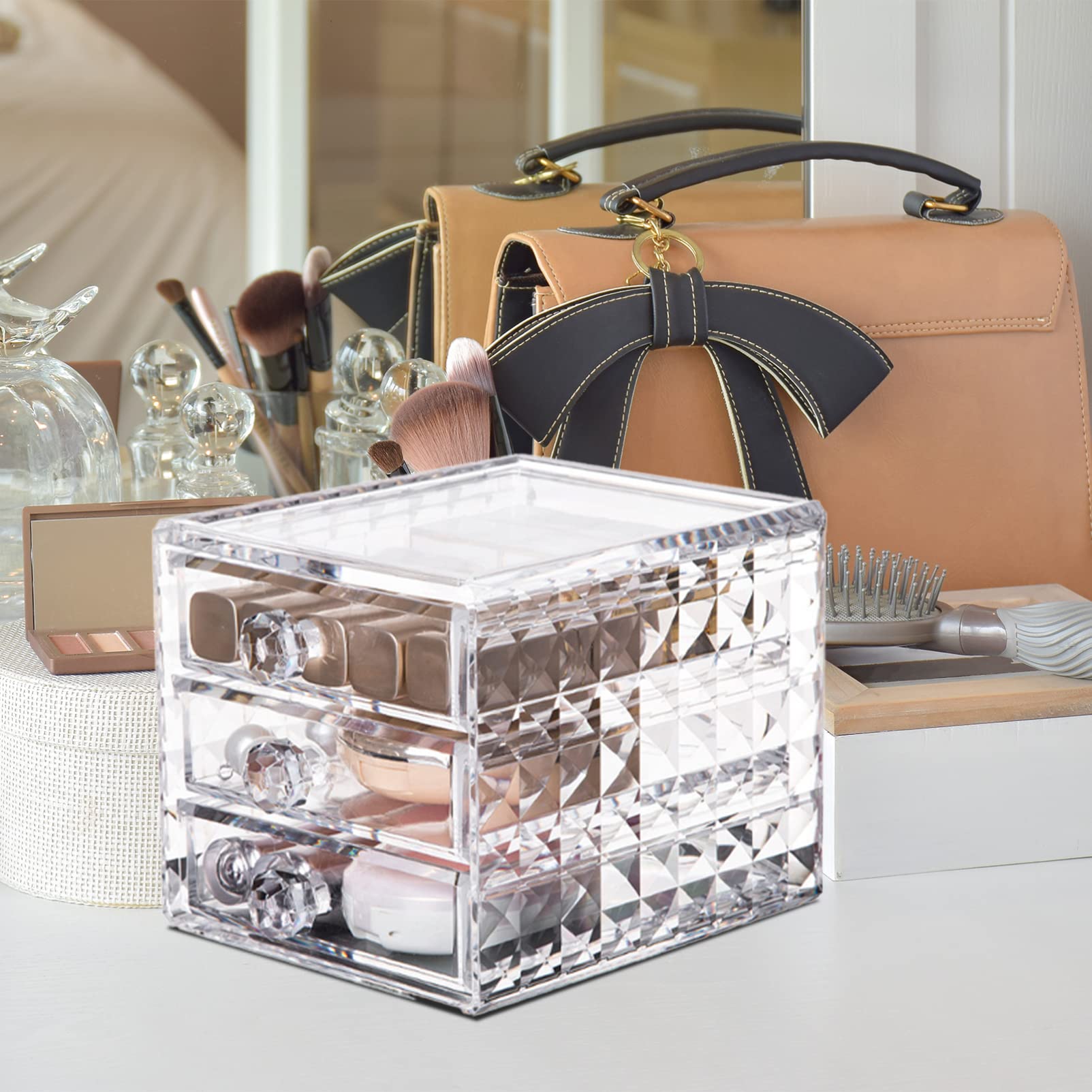 Zerodeko Caja Caja De Almacenamiento del Cajón Maletín De Maquillaje Organizador Maquillaje Cajones Organizador De Maquillaje Cajones Pinta Labios Acrílico Guantera Familiar
