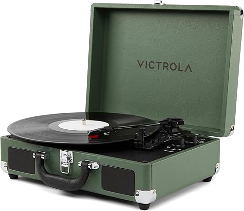 Miniatura 18 de Victrola Journey Glow - Tocadiscos de maleta iluminada - 18 efectos de luz RGB, altavoces estéreo con graves mejorados, transmisión Bluetooth,