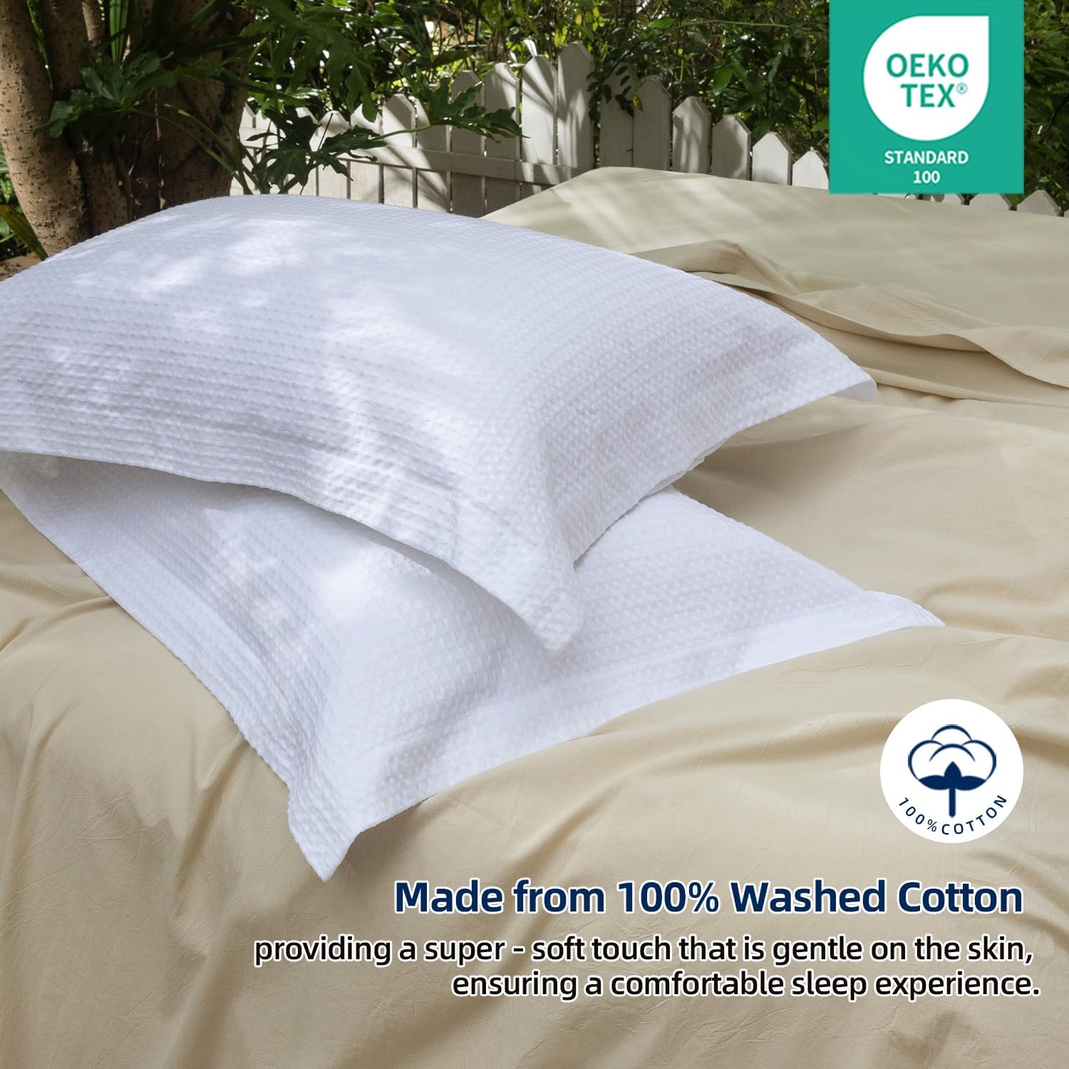 CHUFFED 100% Cotton Waffle Weave Pillowcases 2 Pack King Size, 20x36 Inches Ultra Soft & Breathable Pillow Shams - Skin-Friendly Decorative Luxury Pillow Covers Without Insert, White