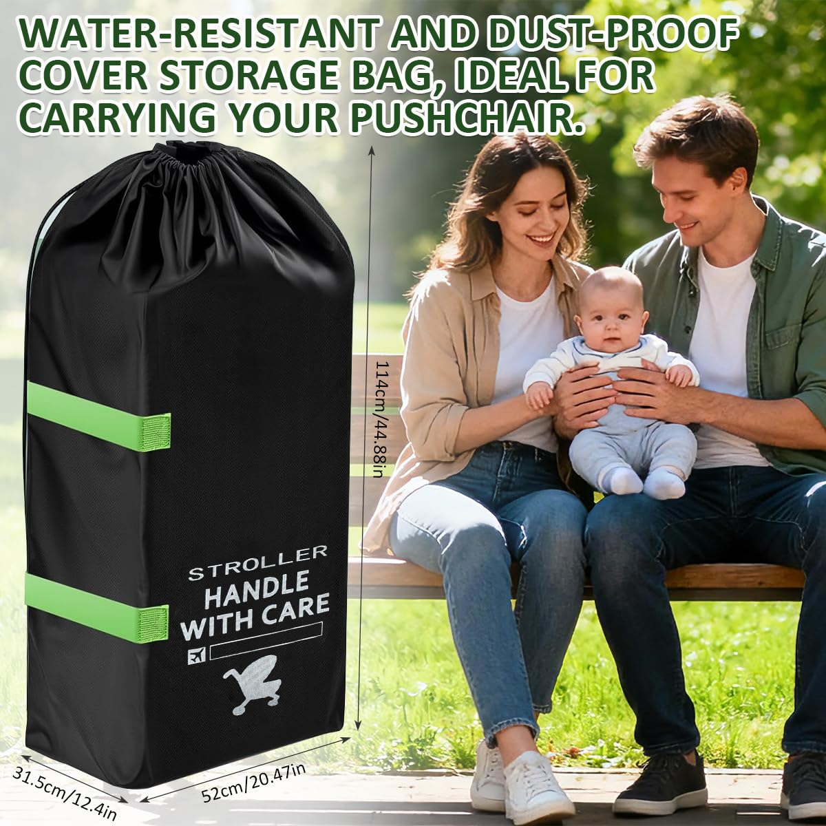 CENBEN Stroller Bag for Airplane Large Capacity Pram Travel Bag, Waterproof Pushchair Cover with Hand Strap - Image 2