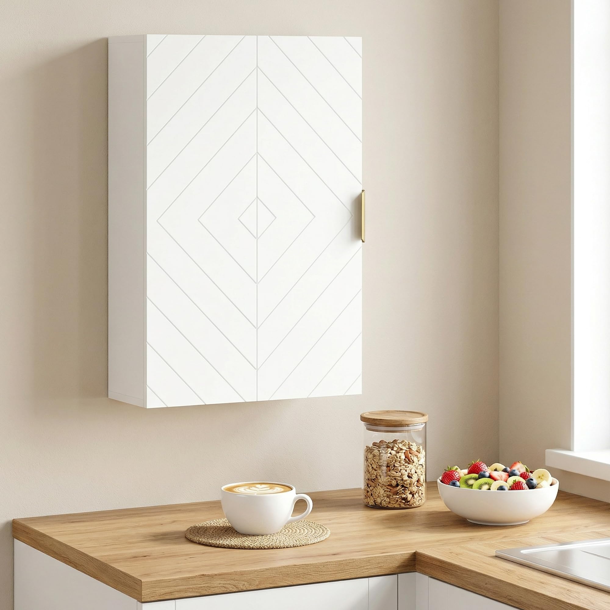 kleankin Armoire Murale de Salle de Bain- Meuble de Rangement - avec étagère réglable - dim. 40L x 15l x 60H cm Blanc