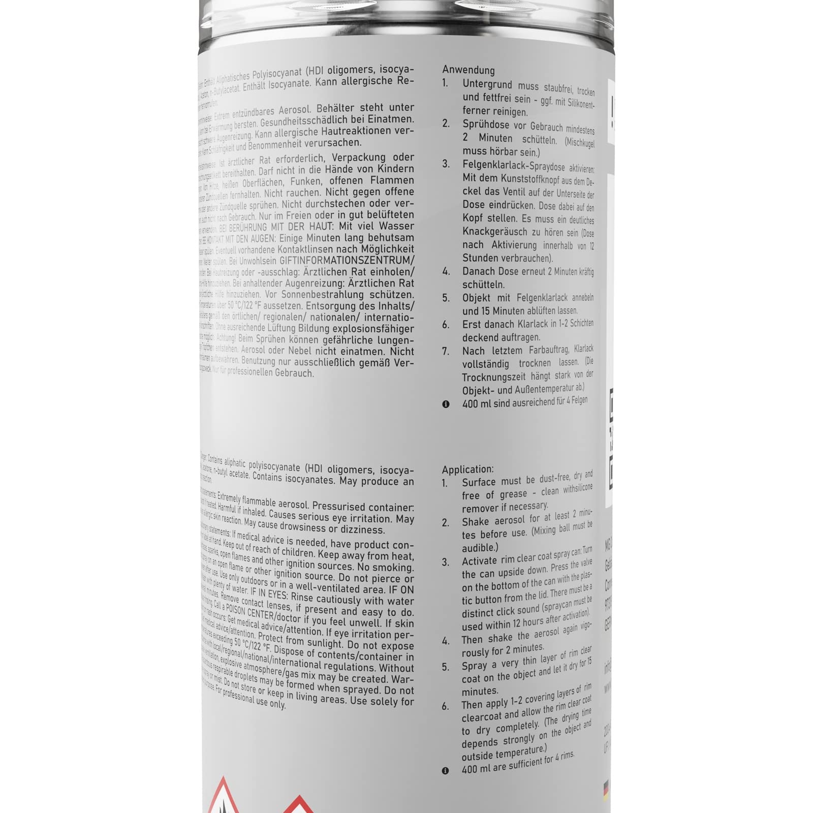 MG PRIME Vernice trasparente per cerchioni 2K opaca spray per cerchioni bomboletta spray trasparente vernice per auto 400ml