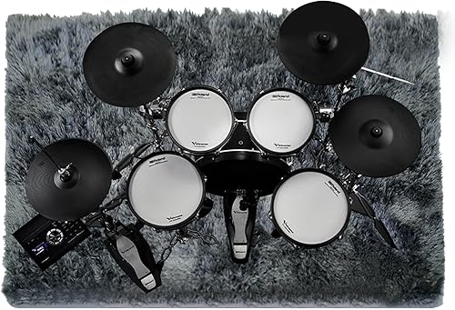 Aucuda Juego de alfombras esponjosas, alfombrilla extra gruesa de 5 x 7 pies para tambores eléctricos, excelente protección del suelo, parte trasera