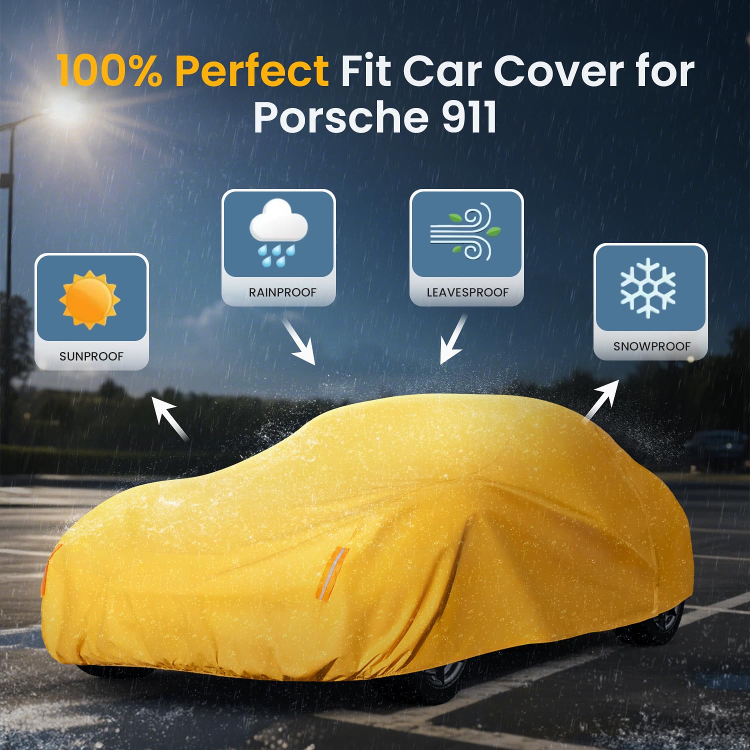 Car Cover Custom Fit Porsche 911 991 992 997 996 Carrera S 4S GTS Coupe Convertible Targa Waterproof — view 3
