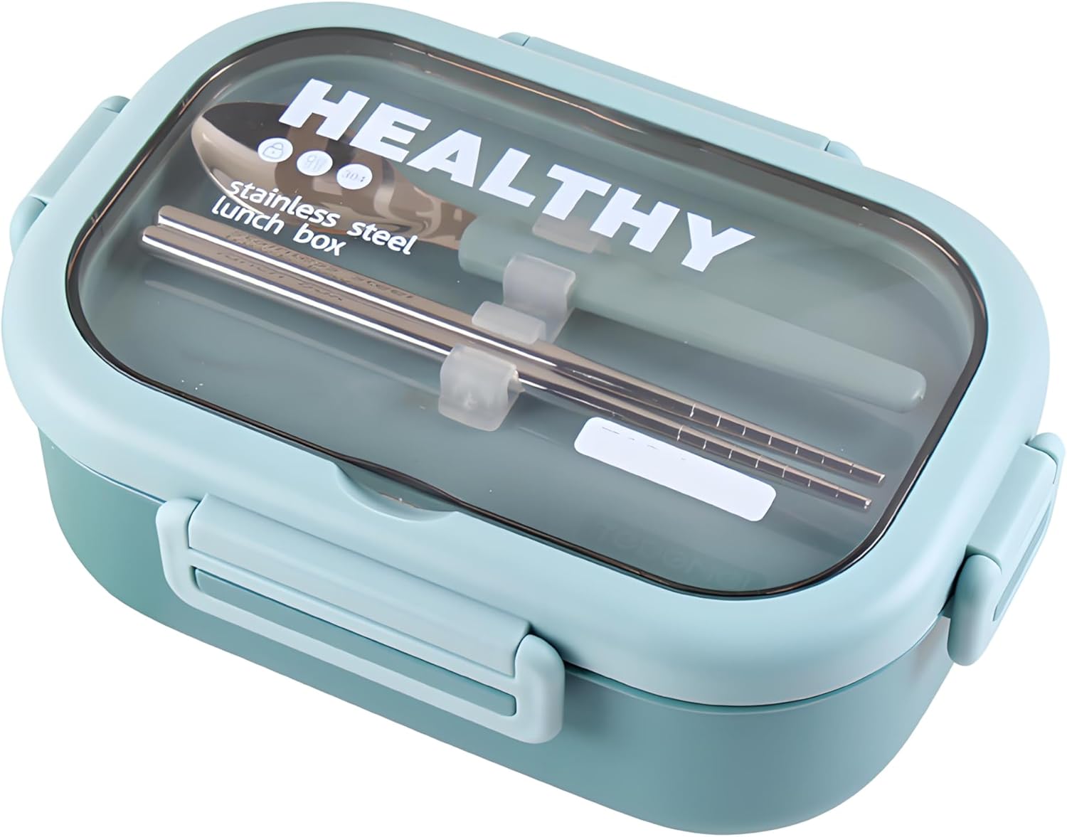 Stainless Steel Lunch Box, 2 Compartment Bento Box for Adults, Easy to Clean, Leak-Proof Design, Food Storage Container with Tableware for Family, Work, Picnics and Travel(800ml, Green) Green 800ml