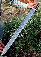Vista 5 de 32 Unique Blades - Espada vikinga lista para la batalla de espiga completa de 32 pulgadas con funda de acero de Damasco personalizada (vikingo)