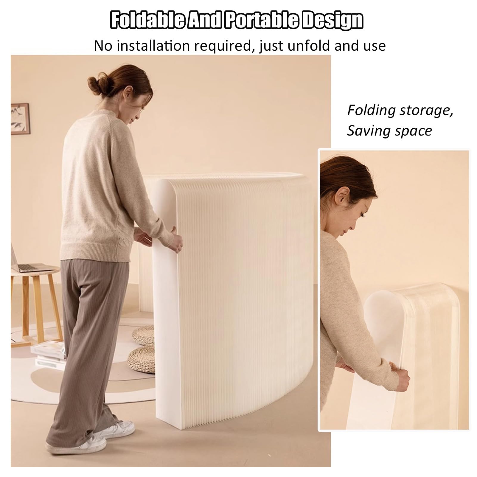 Rideaux de séparation de pièce, cloison Murale en Papier, Panneau de confidentialité Pliable pour la Maison et Le Bureau, rétractable et réglable pour la séparation, Blanc (200 x 9