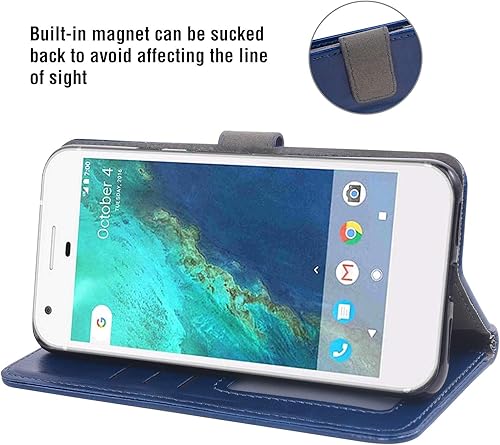 Miniatura 3 de Asuwish Compatible con Google Pixel 1 Wallet Case Protector de pantalla de vidrio templado y cubierta de cuero con tapa para tarjetero, accesorios