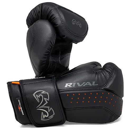RIVAL Boxing RB10 Intelli-Shock Bag Gloves, Hook and Loop Closure - Ergonomic Fit, 1.25” of Closed Cell Foam for Intense Bag Use
