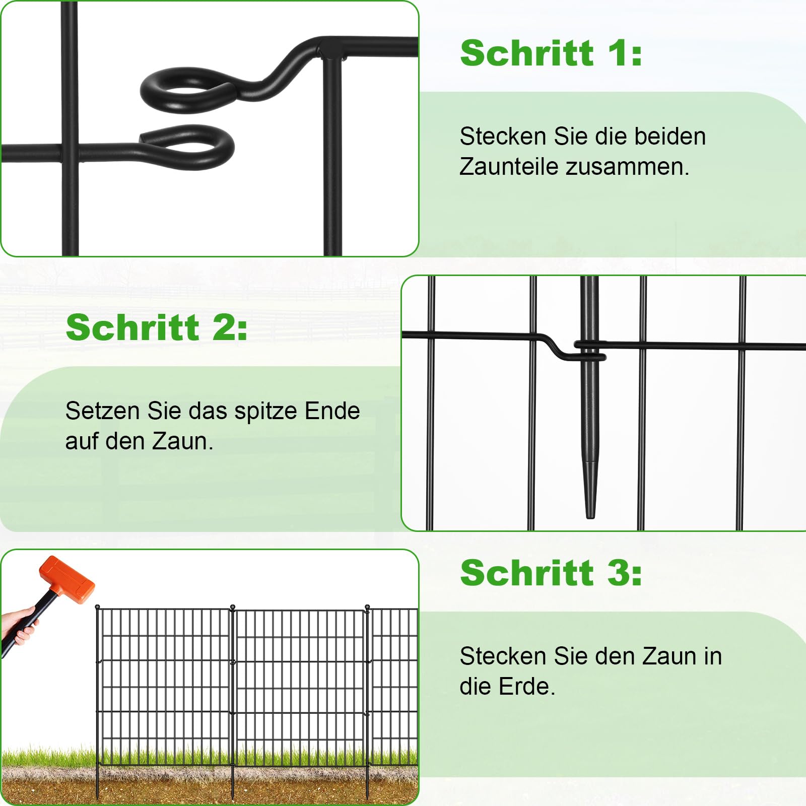Dekorative Gartenzaun 81CM * 71 CM * 5 Stücke Metall Steckzaun, Keine Graben Tier Barriere Fechten, Haustier Zaun Gitterzaun Set Beetzaun Grenze für Kaninchen Hund