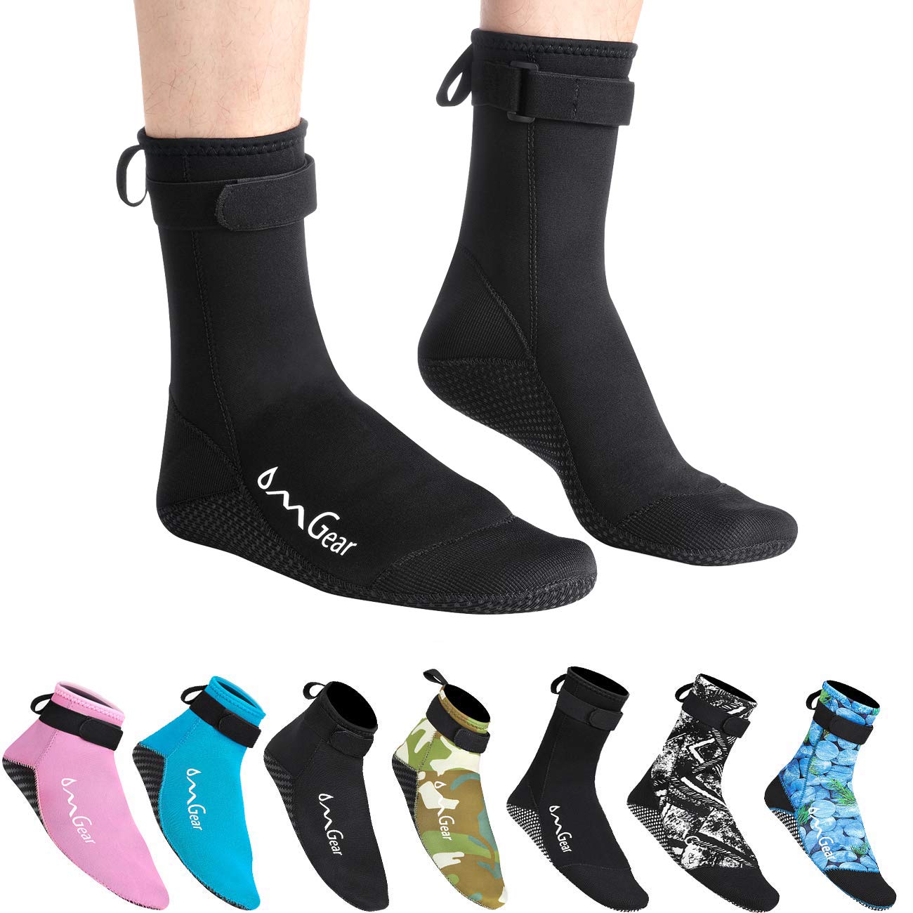 OMGear Water Socks Neoprene Socks Beach Booties 3mm 5mm Anti-Slip Wetsuit Footwear Fin Swim Sand Proof Socks