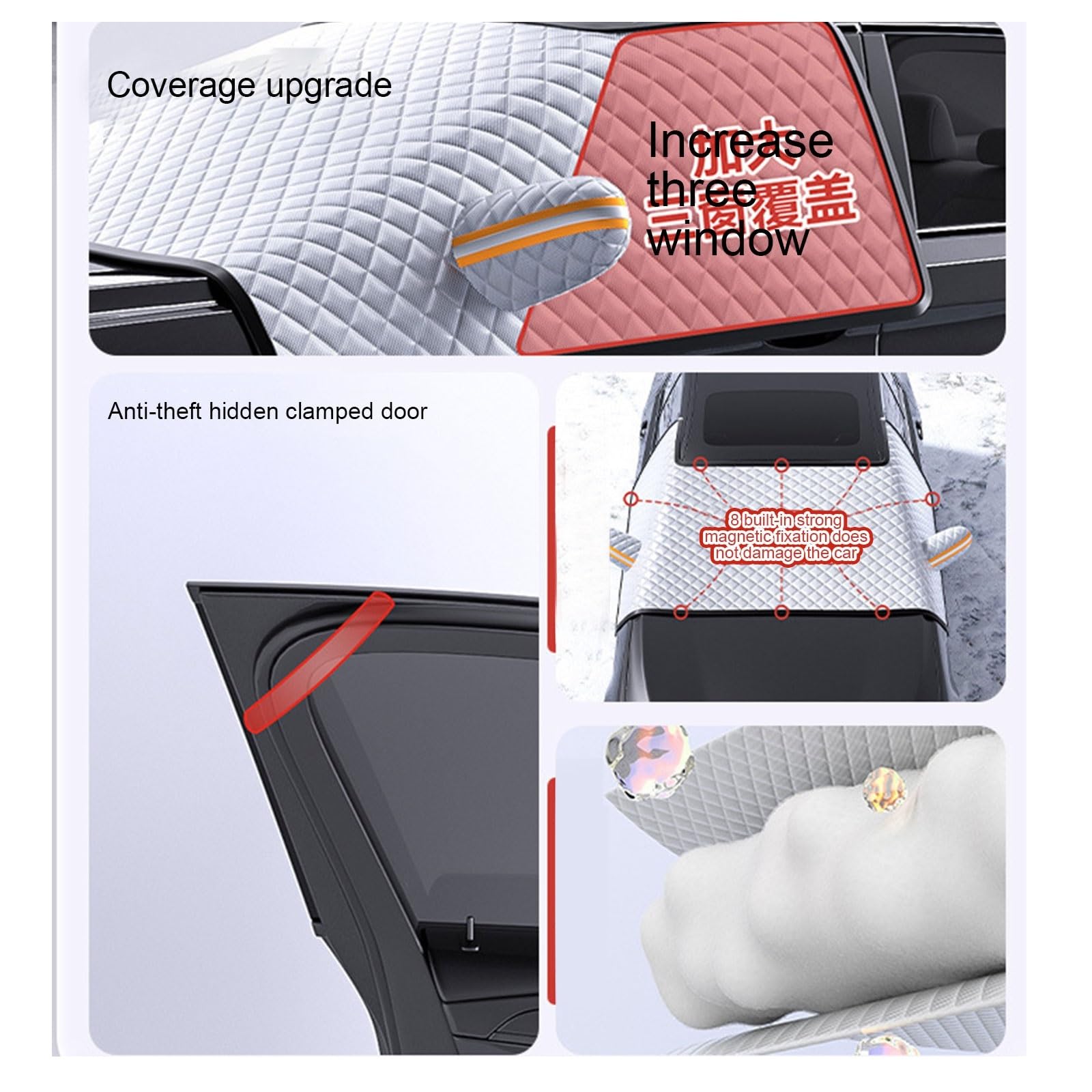 Protección contra el Hielo para Coche Cubierta de Parabrisas Delantero Coche, Parasol para automóvil, Cubierta Nieve, Protector Impermeable Protector de Parabrisas(Cotton-Added Style)