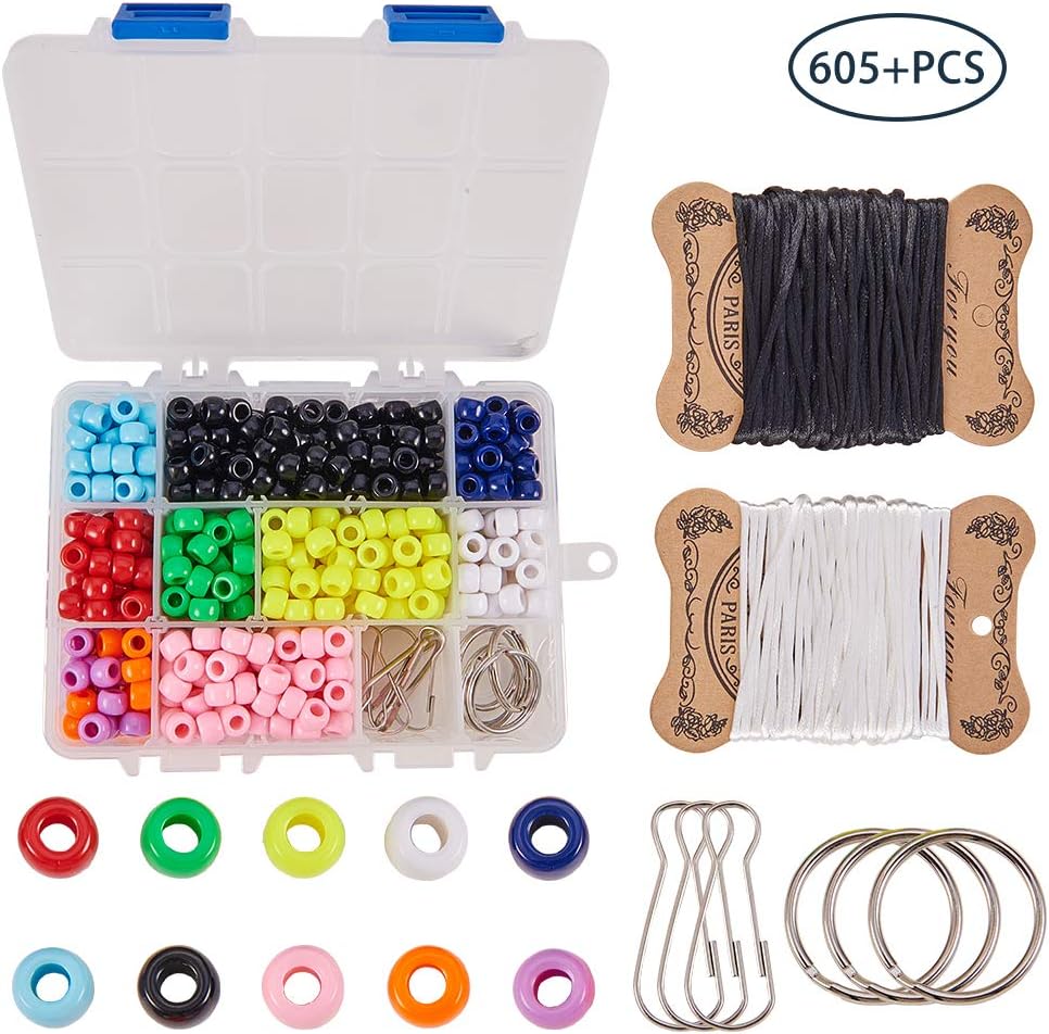 SUNNYCLUE 1 Box 600+Pcs 10 Sets Bead Pets Kit 8mm Large Pony Beads Animals Keychain Kit Video tutorials Gecko Lizard Spacers for Christmas Adult Women Gift Fun Supplies Paper Instruction
