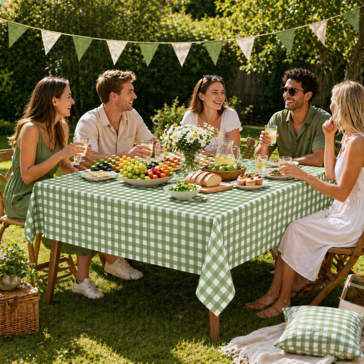 Sage Green Gingham Tablecloths - 3 Pack -6 Sage Green Gingham Tablecloths - 3 Pack -6