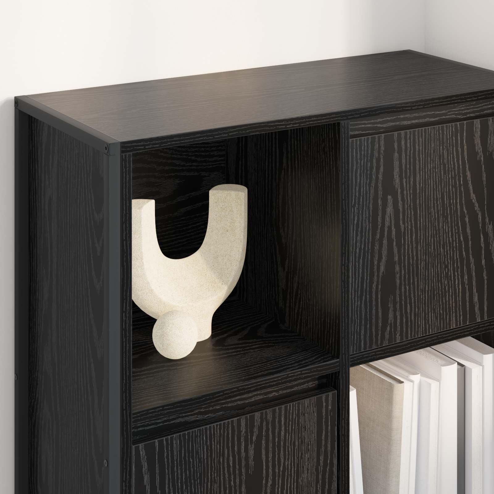 Libreria 68 x 30 x 108,5 cm, in legno con 3 ante e robusto telaio in acciaio, per soggiorno, ufficio, camera da letto, corridoio, biblioteca, divisorio, salvaspazio, durevole, design moderno