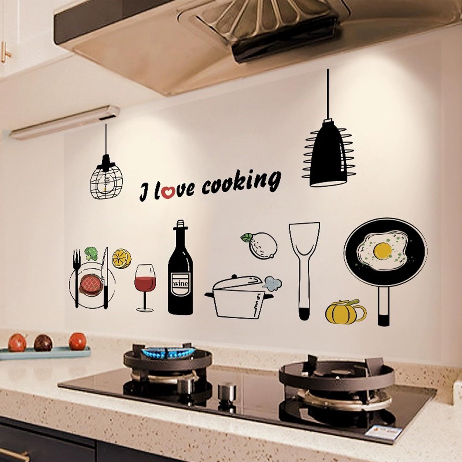 Beauenty Kitchen Oil Proof Wall Stickers, PET Kitchen Oil proof sticker, Oil Proof Stickers Behind The Stove, 90L x 60Hcm (Simple restaurant)