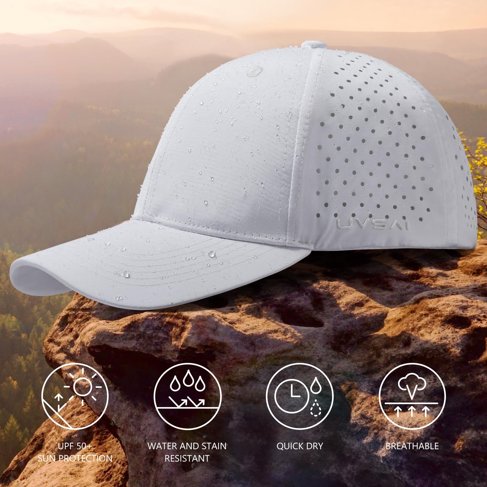 Gorra de béisbol resistente al agua UPF 50+, ligera, transpirable, para golf, correr, barco, senderismo, para hombres y mujeres