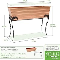 Vista 2 de Achla Designs Caja de flores grande de cobre con soporte de flora, 25 pulgadas de alto