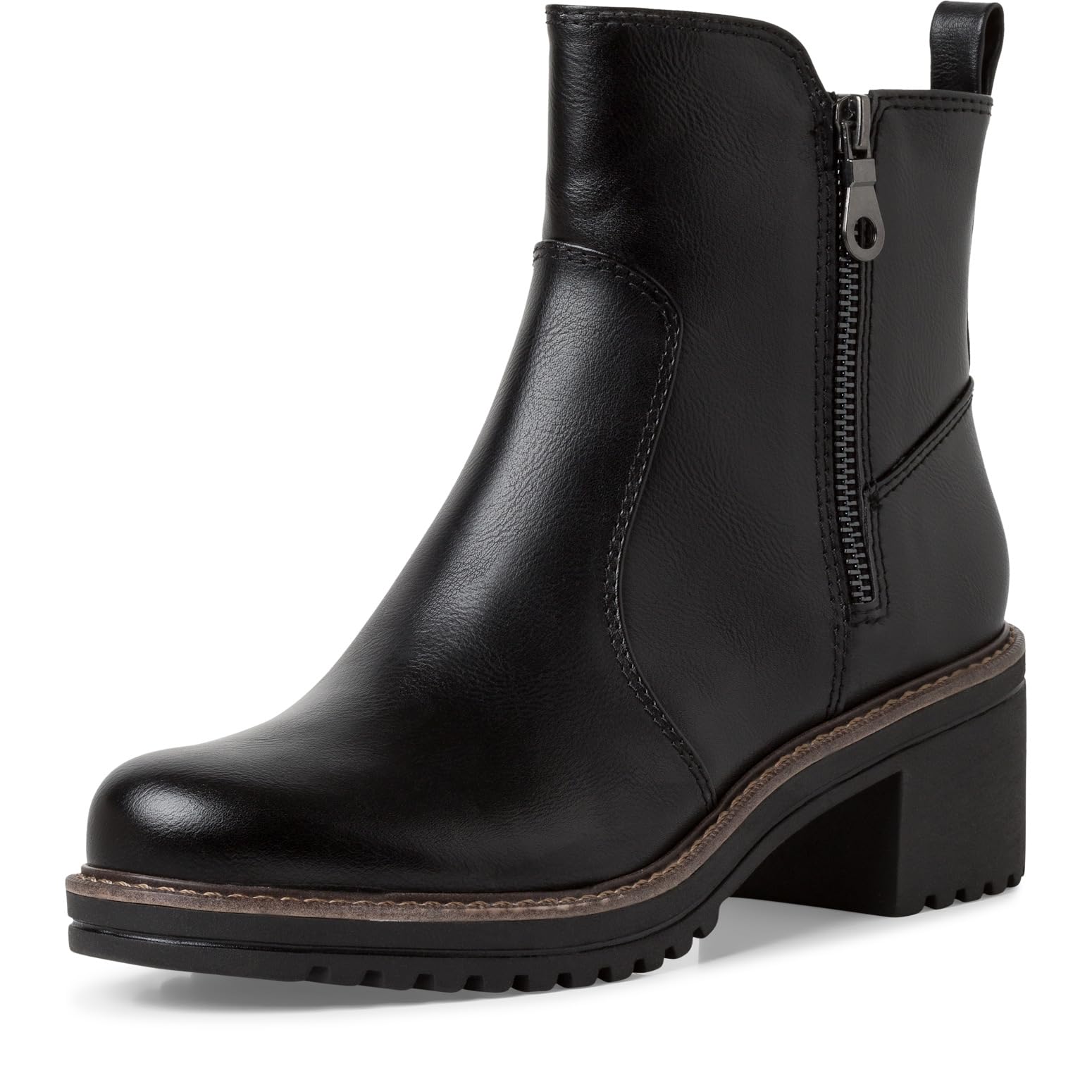 MARCO TOZZI Women's Vegan Ankle Boots with Heel with Zip, black, 8.5 UK