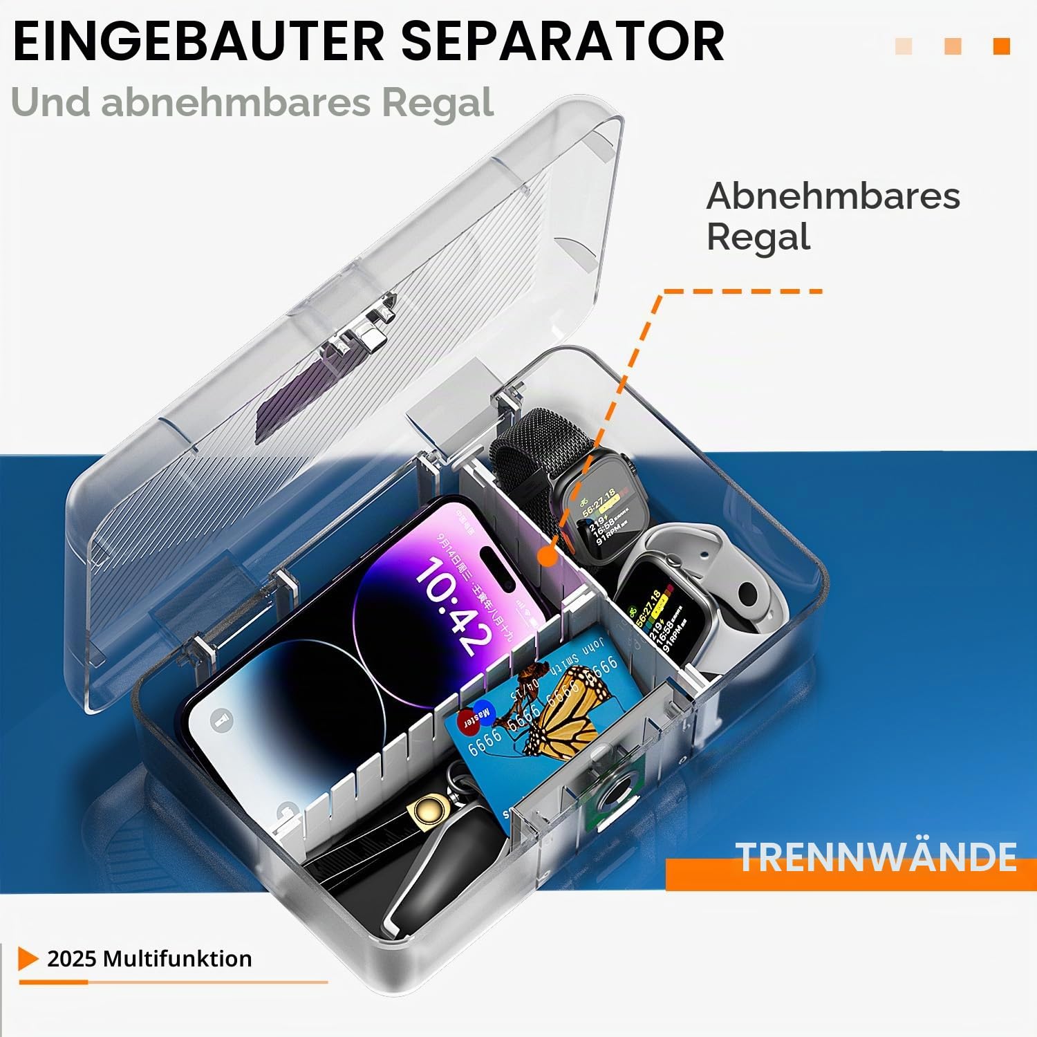 AICase Safe mit biometrischer Fingerabdruckerkennung für Reisen und Zuhause, Tragbare Sicherheitsbox mit Fingerabdruck und Morsecode, Geldkassette, Sicherheitssafe, Tresorfach, Klar