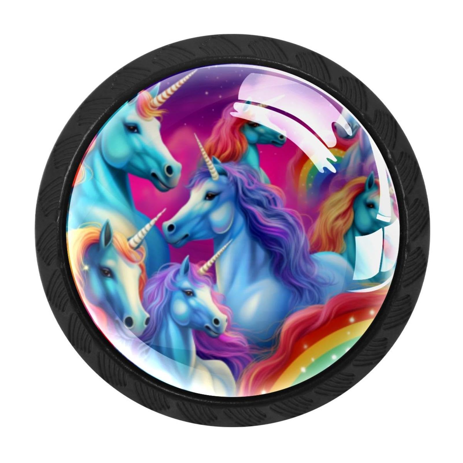 Chenzzzz Multicolored 14 4 Pcs Rainbow Unicorn Cabinet Knobs Crystal Drawer Pulls For Kitchen, Bathroom Cabinet, Dresser And Cupboard