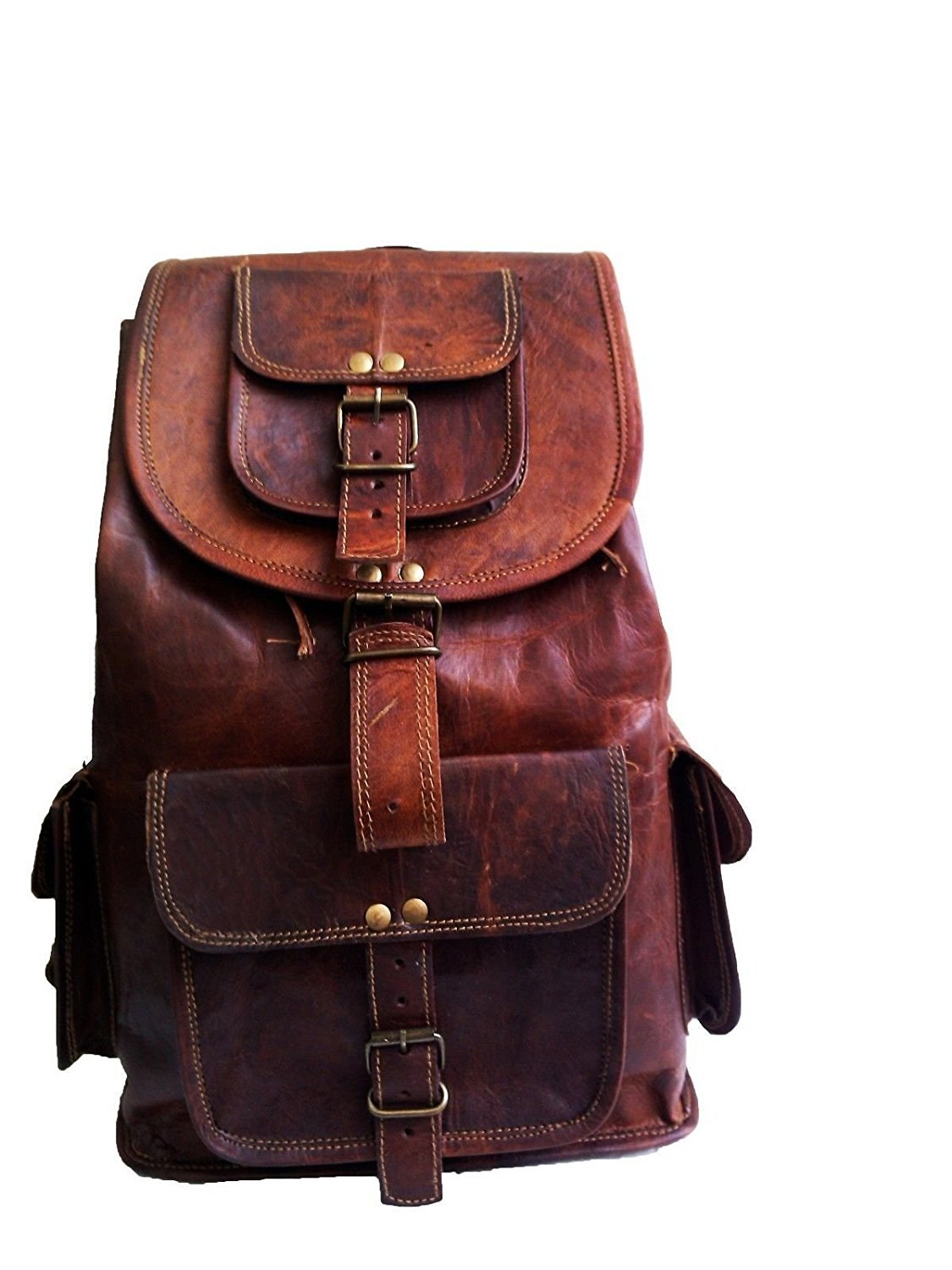 16" Brown Vintage Leather Backpack Laptop Messenger Bag Rucksack Sling for Men Women … (B07PMDGK9Q) Amazon Price History, Amazon Price Tracker