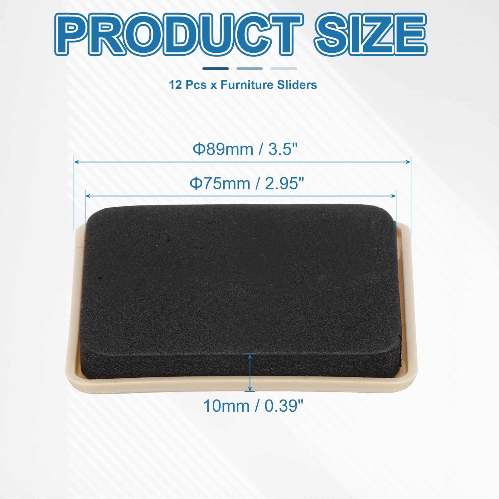 Yelanon Furniture Sliders - 24 Pcs-2 1/2" Square Furniture Sliders For Carpet