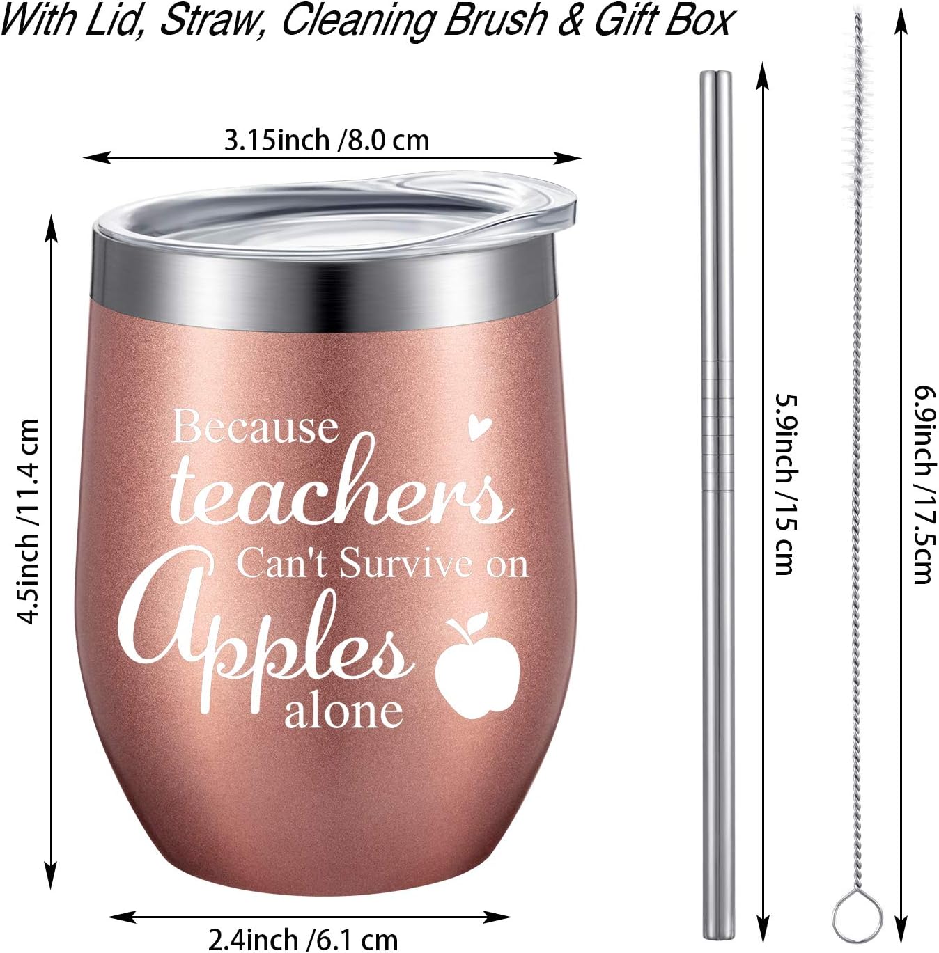 Buу 2 gеt 3 2 Pieces Teacher Can't Survive on Apples Alone, Thank You Teacher Appreciation Gift for Women Funny Birthday Christmas Thanksgiving Teacher Gifts 12 oz Wine Tumbler with Straw and Brush (Rose Gold) Onе-Dау Sаlе: Uр tо 50% оƒƒ 2 Pieces Teacher Can't Survive on Apples Alone, Thank You Teacher Appreciation Gift for Women Funny Birthday Christmas Thanksgiving Teacher Gifts 12 oz Wine Tumbler with Straw and Brush (Rose Gold)
