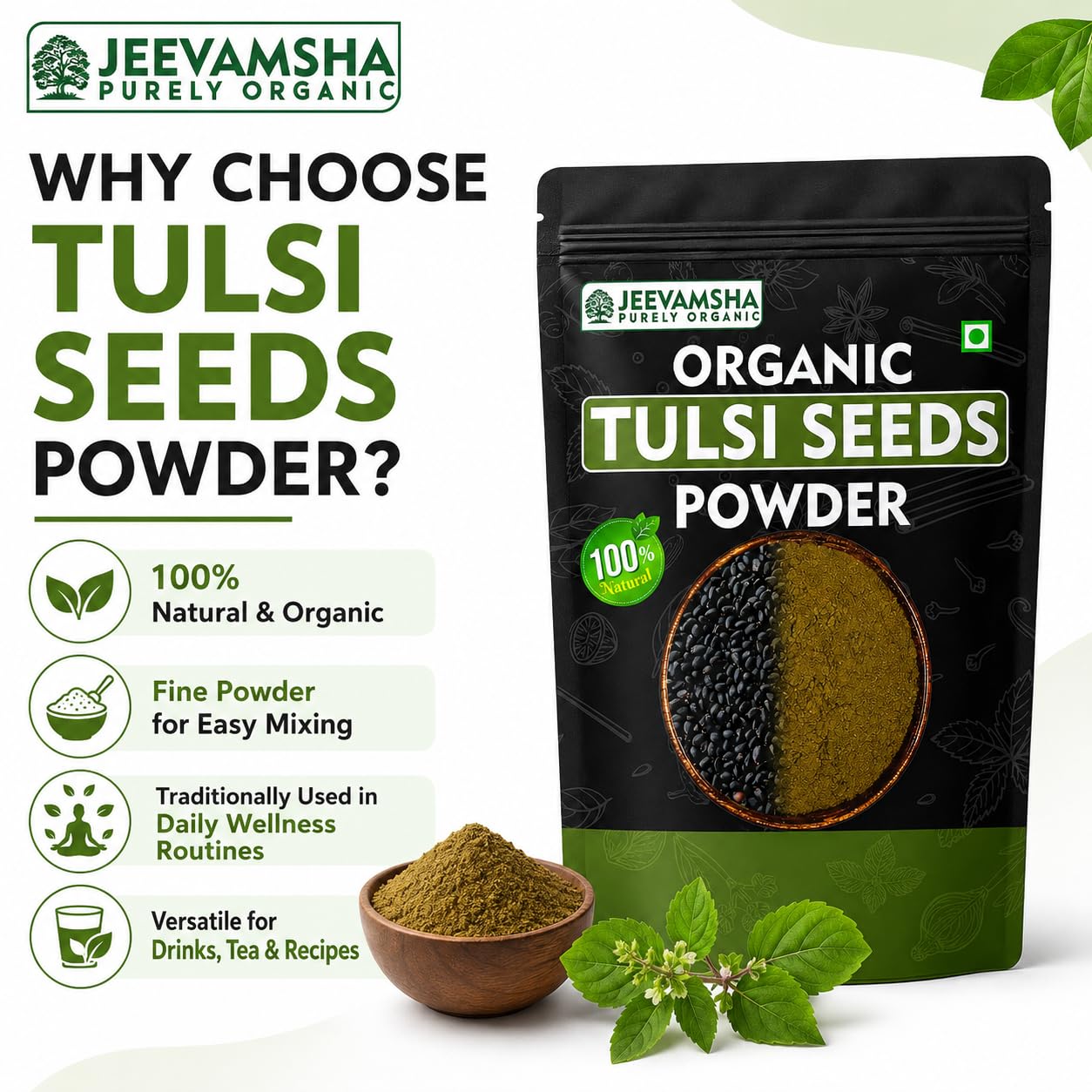Tulsi Powder 250g Holy Basil | Organic Ayurvedic Immunity & Wellness Herb | Supports Respiratory & Stress Balance | Pure Ocimum Sanctum Powder | — Amazon image 5