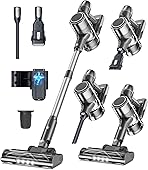 Syntecno Aspiradora Sin Cable Aspirador Escoba - Aspiradoras de Mano Vertical Electricas Cordless Vacuum Cleaner Potente Inalámbrica de Pie Bateria con Cepillo para Pelos de Mascota Suelo y Alfombra