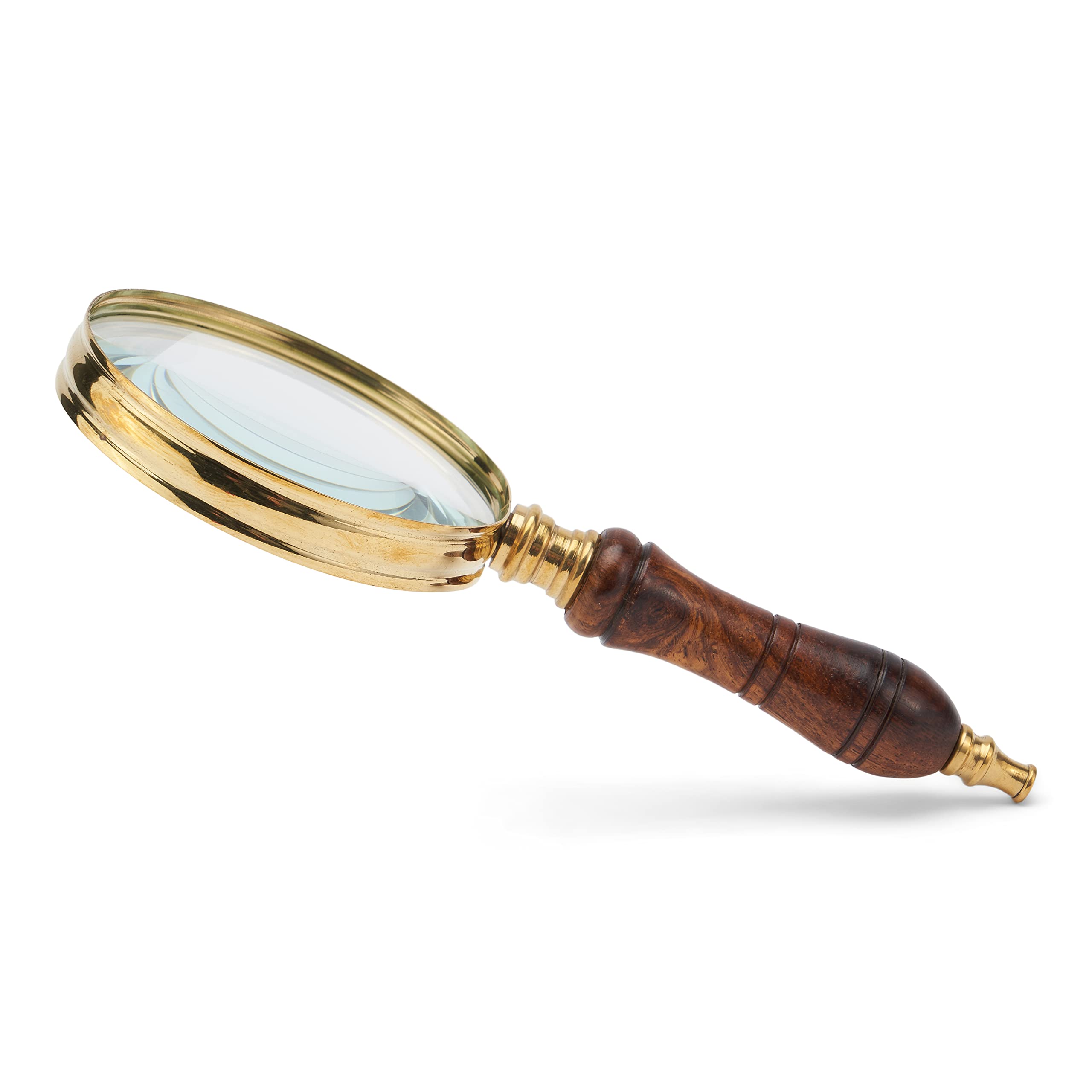 NKlaus Brass Magnifier, 7.5 cm Diameter, Wood Handle, Wooden Box, 17.5 cm Length, 115 g Weight, 6,5cm - Image 2