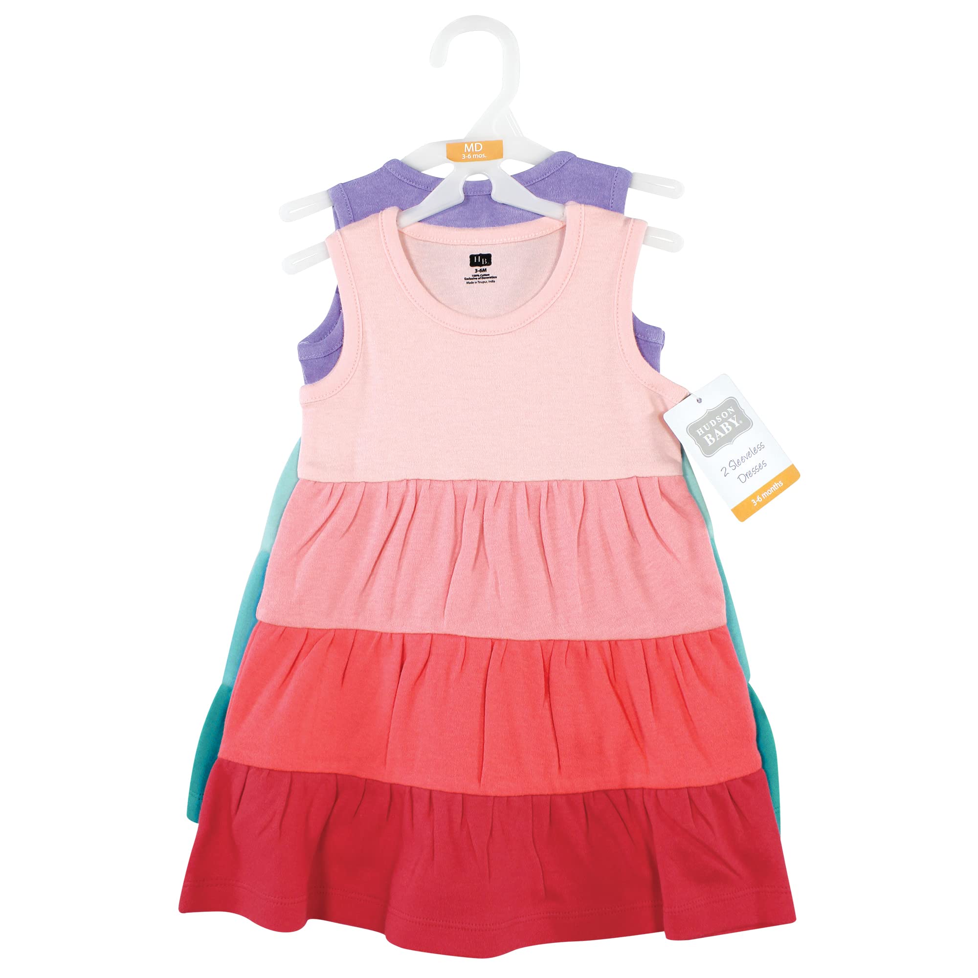 Hudson Baby Baby Girls Cotton Dresses, Ombre Coral Teal, 10 Years
