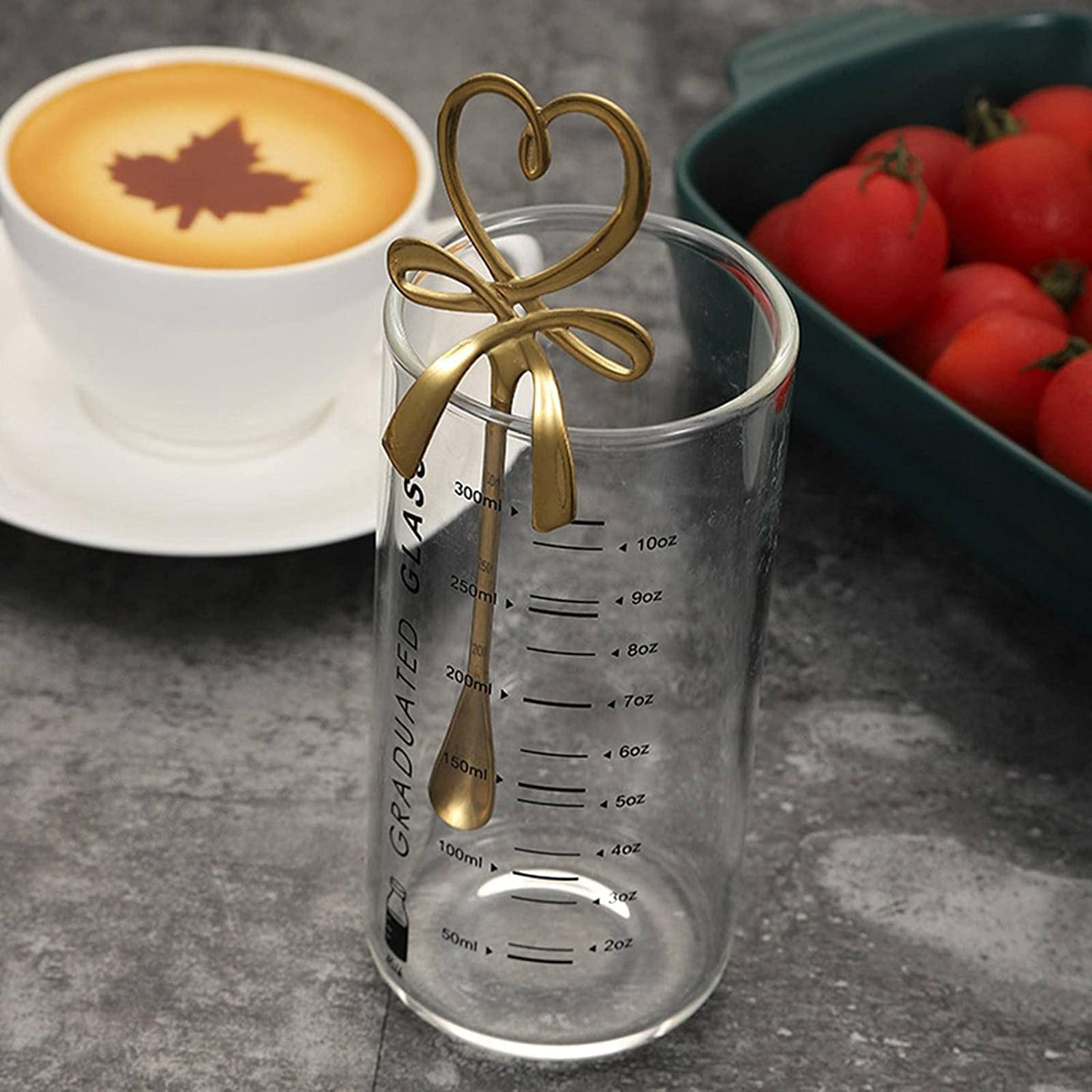 Cucharas De Mesa Mini forma de corazón mezclando cuchara té café mango largo plateado cocina gadget regalo día san valentín Sopa Antigoteo Servir(A-Gold)