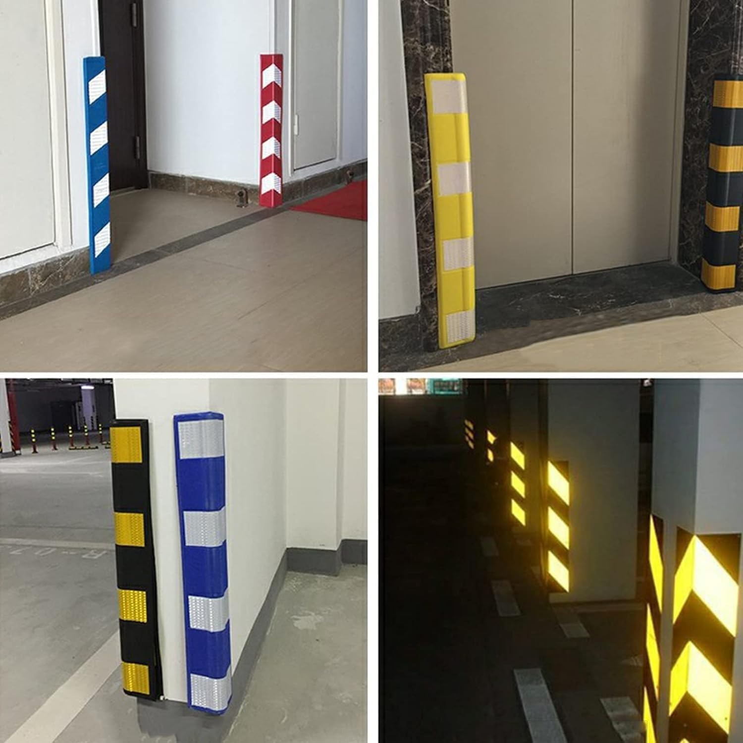 Juego de 4 Protectores Esquinas Espuma Reflectante autoadhesivos | For Garajes Almacenes(Black and yellow)