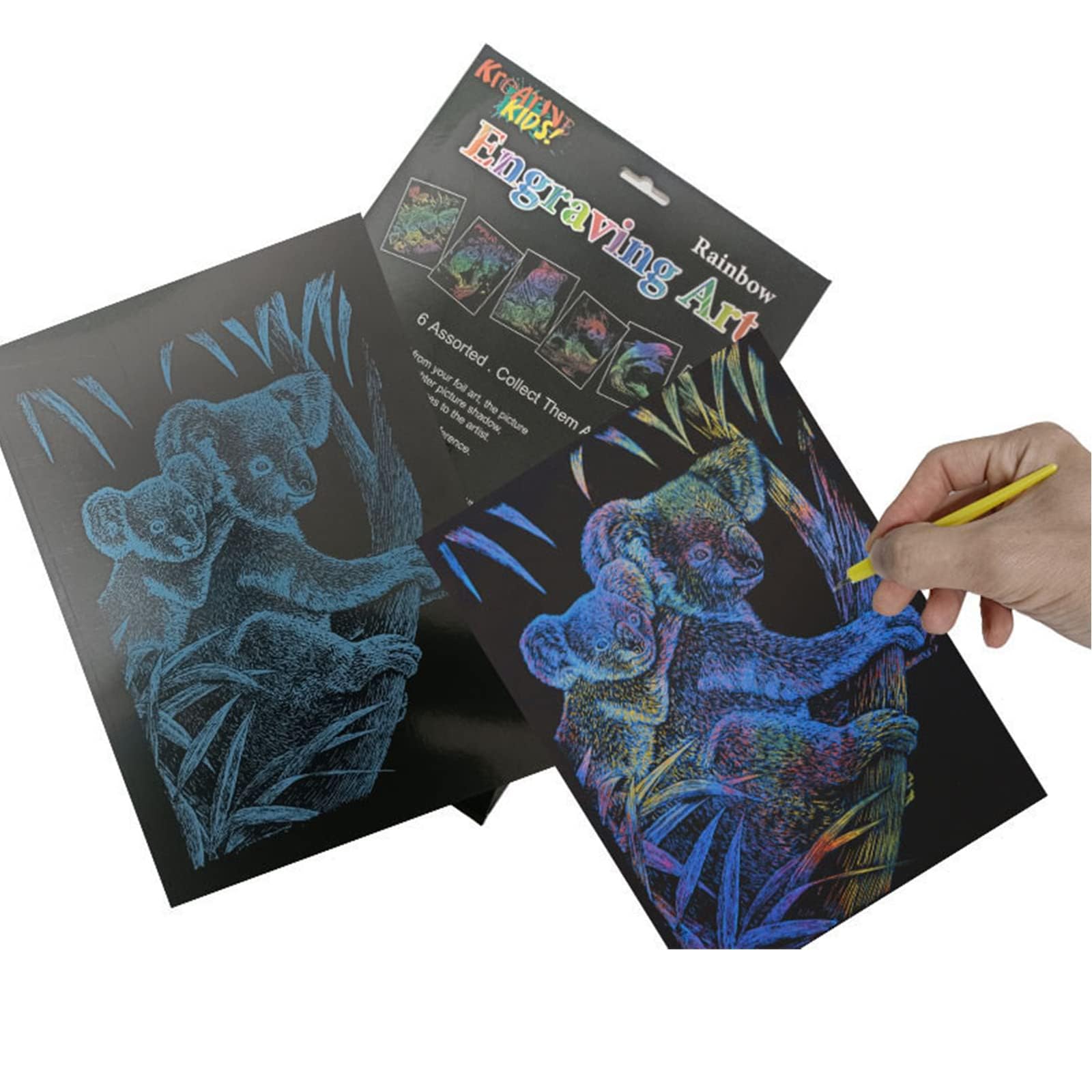 Carta Da Scratch Art A4 - 50 Fogli Per Incisione Laser E Disegno | Arcobaleno, Idee Regalo Creative - Foto 2