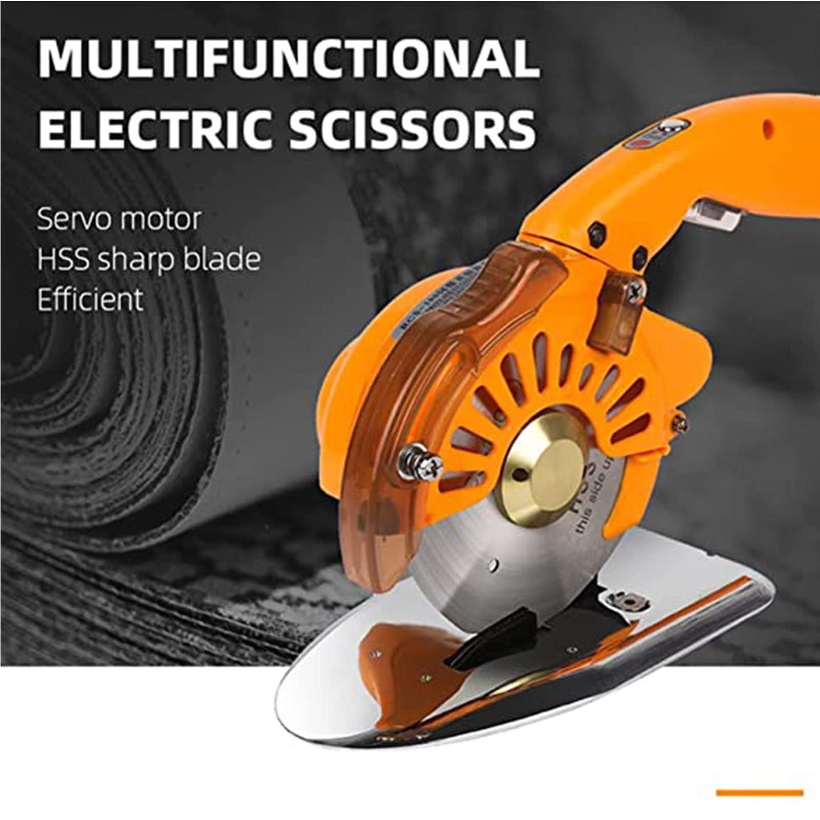 Cortadora de tela eléctrica 200w 250w 300w 35/40/45mm Espesor máximo de corte 1200 (veces/minuto) Velocidad de rotación de la cuchilla para cortar tela/alfombra/cuero/caucho/cartón, 110C (corte 4 cm