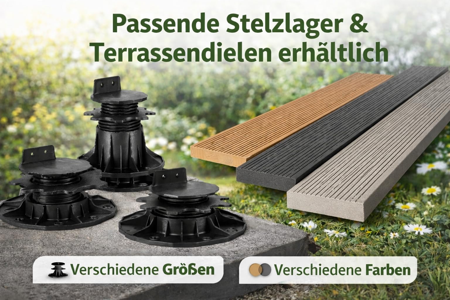 WPC Unterkonstruktion Vollmaterial 198×40×25 mm Schwarz – Terrassen Unterbau für WPC & Holz Dielen – witterungsbeständig, wasserfest, verrottungsfrei – für Terrasse, Balkon, Garten & Pool (20Stück)