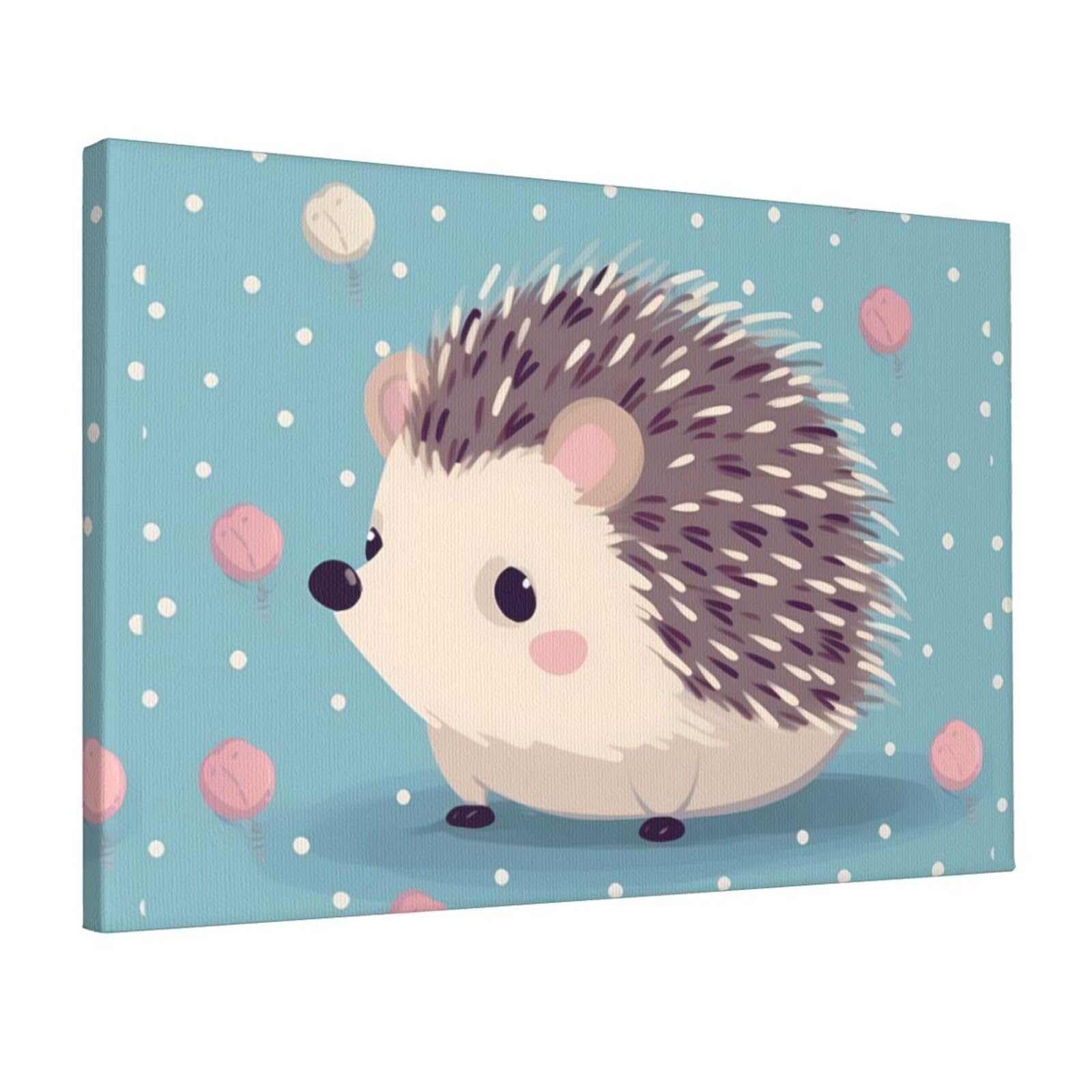Canvas Wall Art for Living Room Wall Decor 12"x18" Modern Artwork Painting Pictures Hanging Canvas Prints Hedgehog Polkadot Aesthetic Wall Art for Bedroom Bathroom Office Wallart Decor