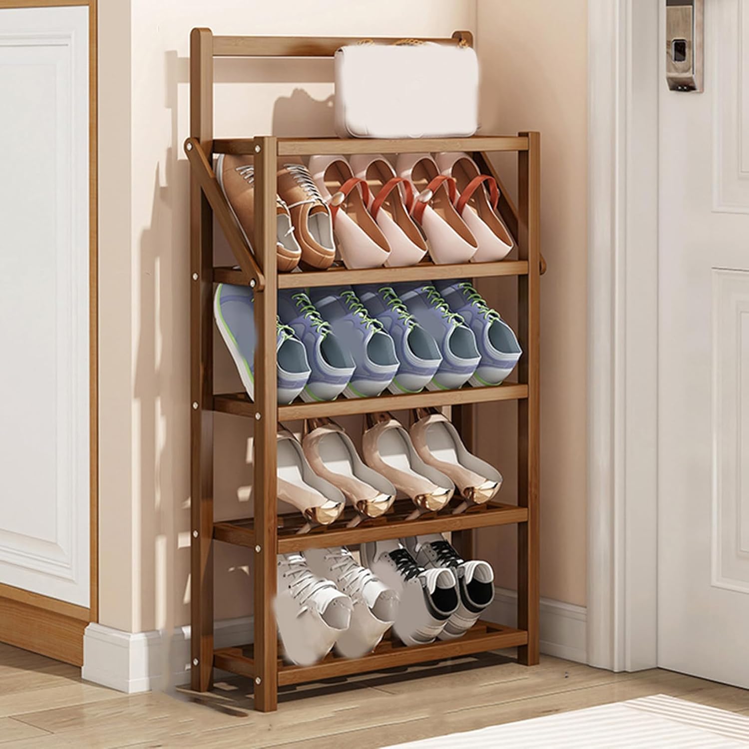 シューズラック スリム 省 スペース 折りたたみ 5段 6段 おしゃれ 茶色 大容量 軽量 靴箱 靴棚 靴 収納 下駄箱 靴収納 靴