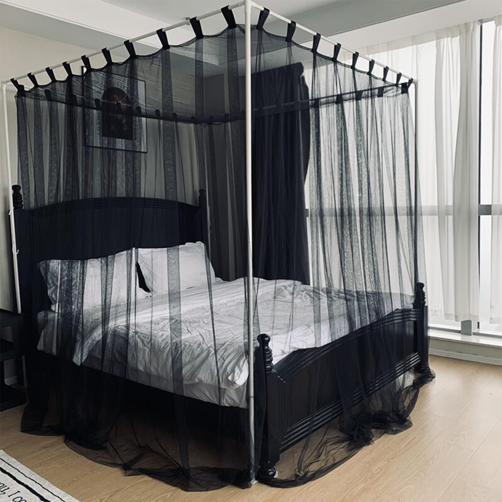 SARKEY 4-Pfosten Prinzessinnen Betthimmel,Elegantes Prinzessinnen-Moskitonetz,Bettvorhang,Baldachin Für Erwachsene,Hochzeit,Schlafzimmer,Kinderzimmer,Dekoration(150x200x200cm(59"x79"x79"))