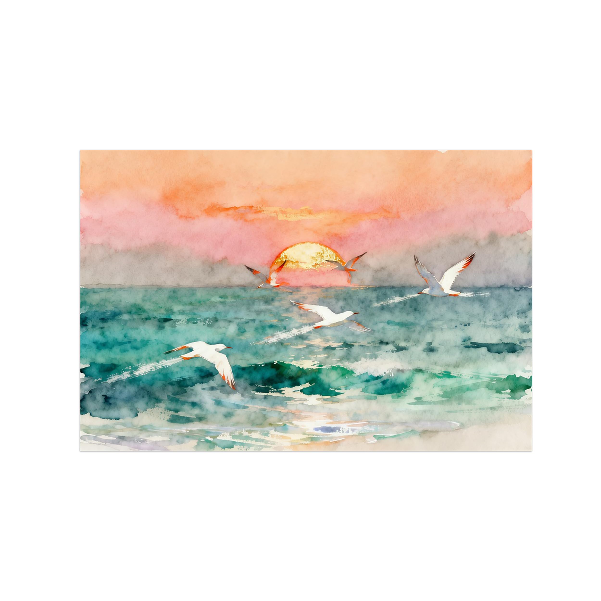 OZPWBVY Sea Birds Landscape Canvas Wall Art Print Painting 70x105cm Unframed