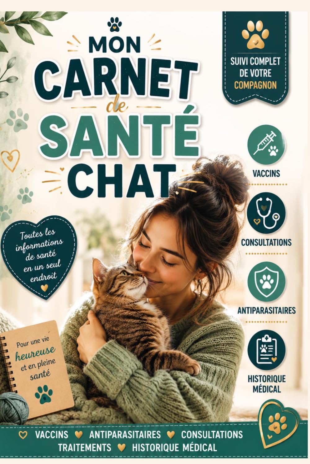 CARNET DE SANTE: Carnet de santé de chat à remplir carnet de suivi médical vaccinations consultation vétérinaire rendez vous carnet facile et pratique à remplir