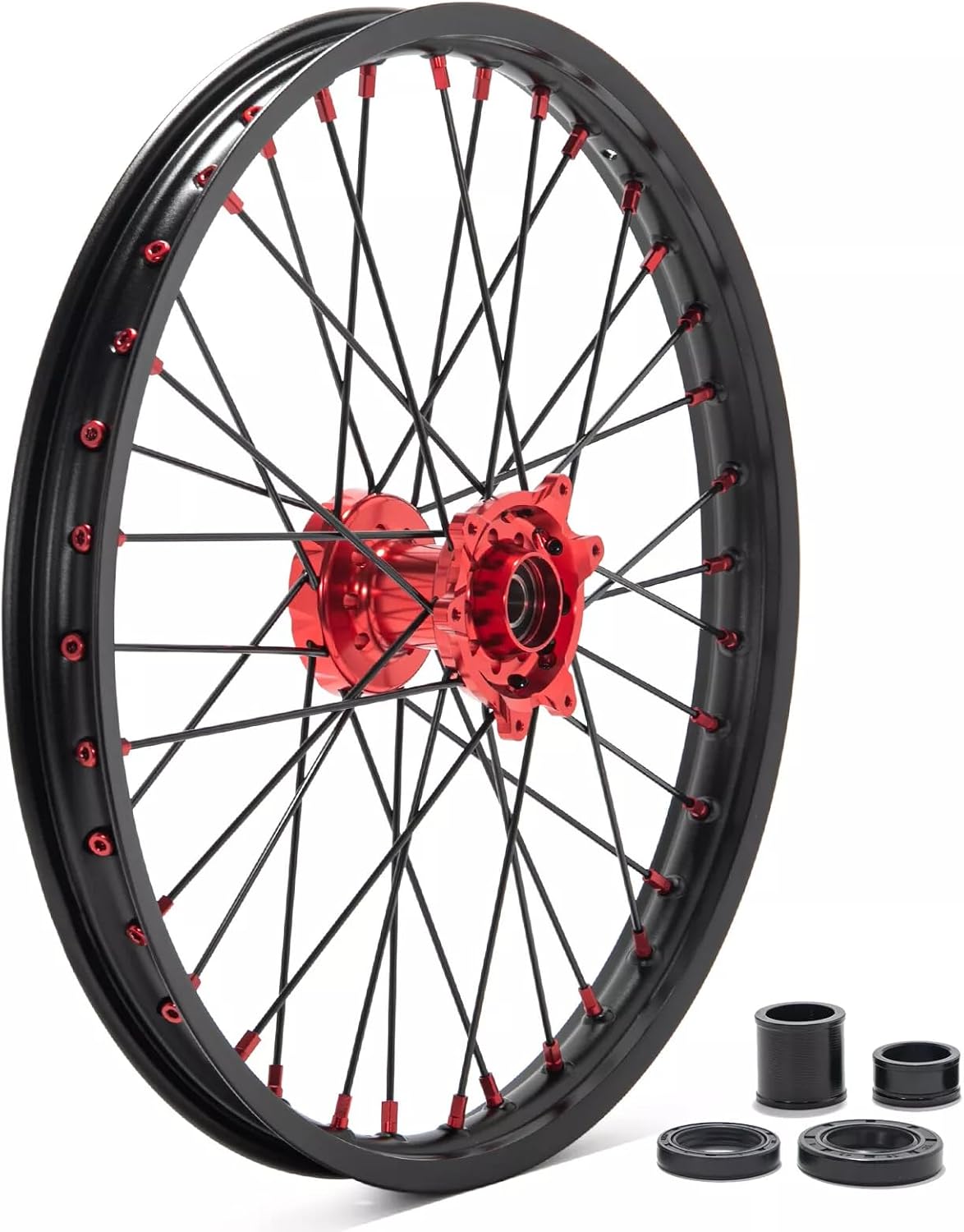 TOFR 21"/19" CNC Red Wheel Set For Honda CR125/250R 02-07 CRF250R 04-13 CRF450R 02-13