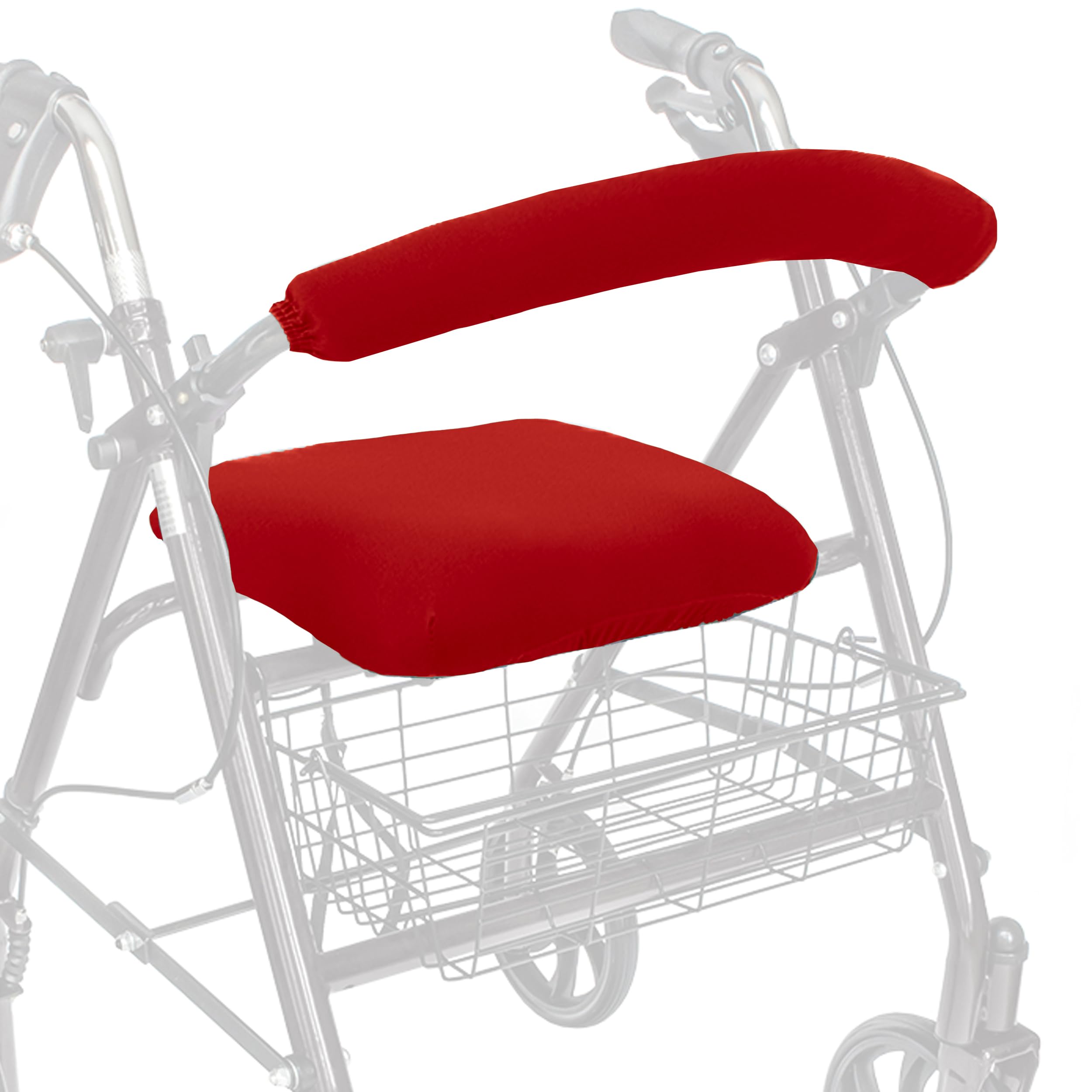 Top Glides Universal Rollator Walker Seat and Backrest Covers (Red)