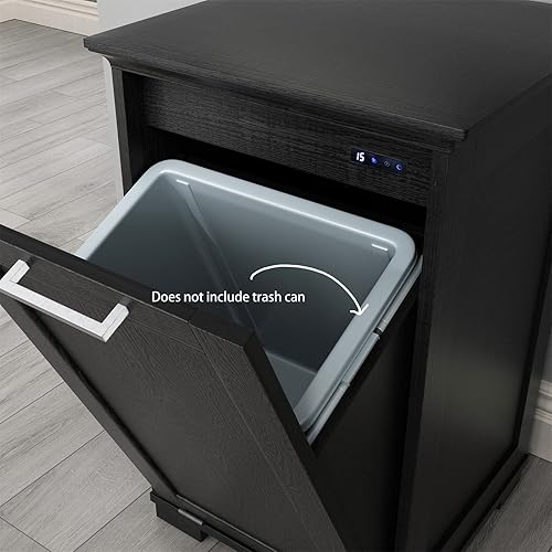 Miniatura 68 de OLD CAPTAIN Inclinación de madera hacia fuera el gabinete de basura, soporte derecho libre del cubo de basura de la cocina de madera, acabado marrón