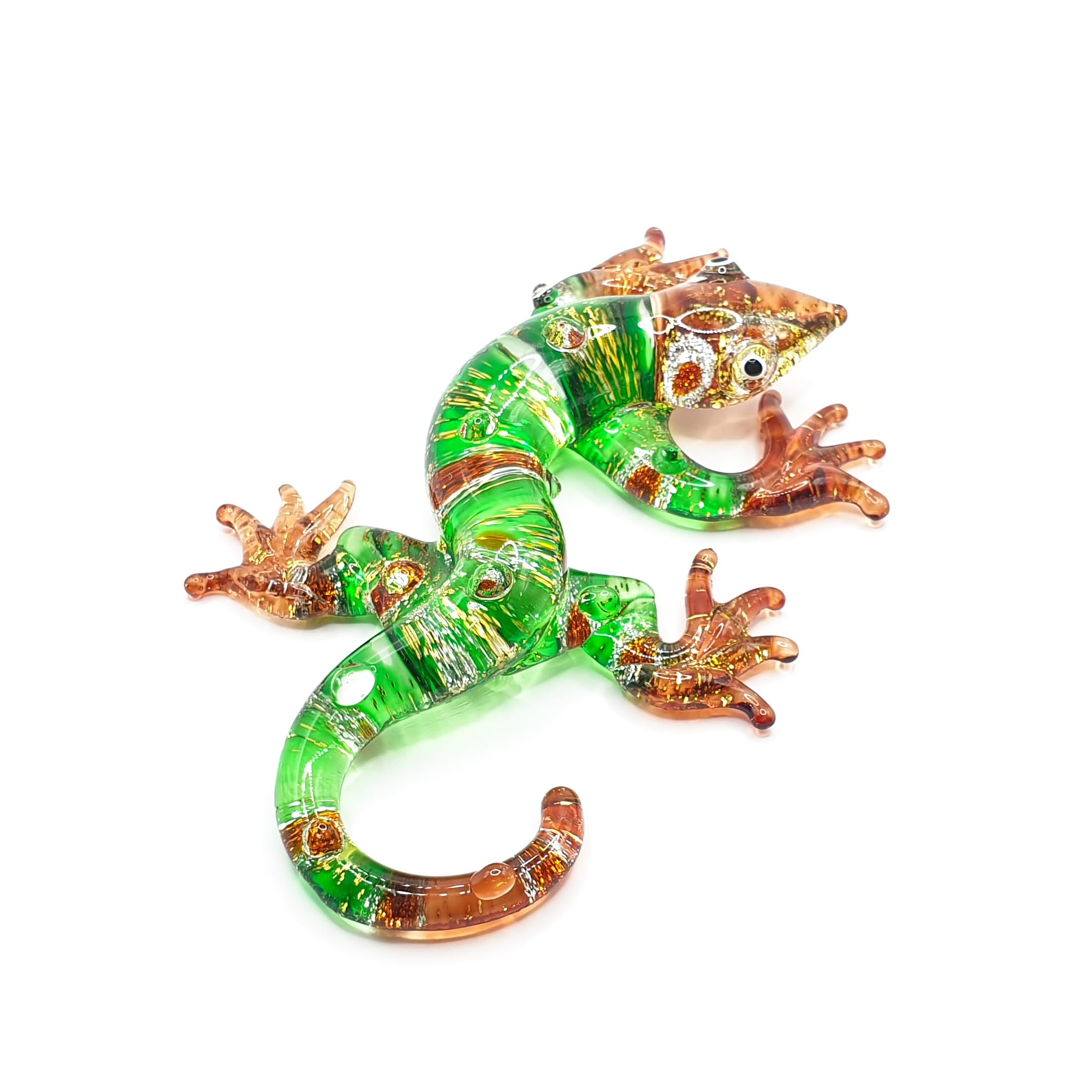 ChangThai Design Estatueta minúscula de lagartixa pontilhada verde