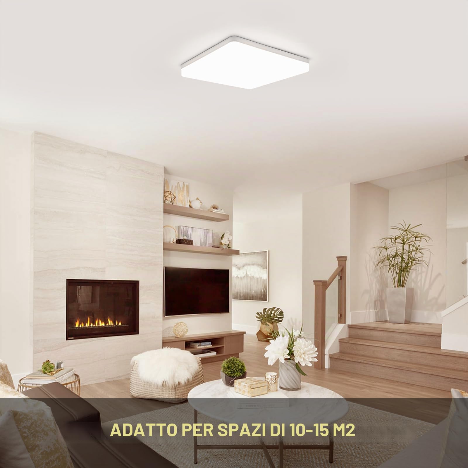 Kambo Plafoniera LED Quadrata 36W - Lampada da Soffitto Luce - Plafoniera Soffitto Bianco Neutro 4500K 3240LM - Moderno Plafoniera Bagno IP44 Cucina Soggiorno Corridoio Ufficio Cantina